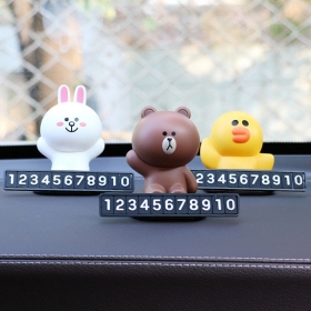 라인프렌즈 스탠딩 캐릭터 주차번호판 귀여운 핸드폰번호판 주차알림판 알림판 핸드폰 차량 연락처 전화번호 잠시 주차중 안심