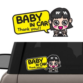 [자동차스티커] BABY IN CAR 단발소녀 (24.5cmX12cm)