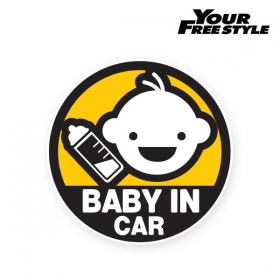 [자동차스티커] BABY IN CAR 베이비 아기 젓병 (10cmX10cm)