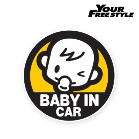 [자동차스티커] BABY IN CAR 베이비 아기 쪽쪽이 (10cmX10cm)