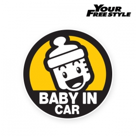 [자동차스티커] BABY IN CAR 베이비 젓병 (10cmX10cm)