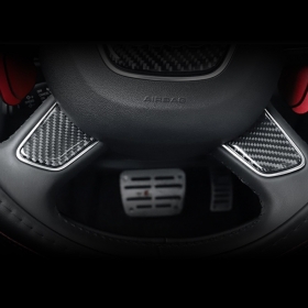 아우디 A6 스티어링 휠 핸들 하단 커버 몰딩-리얼카본