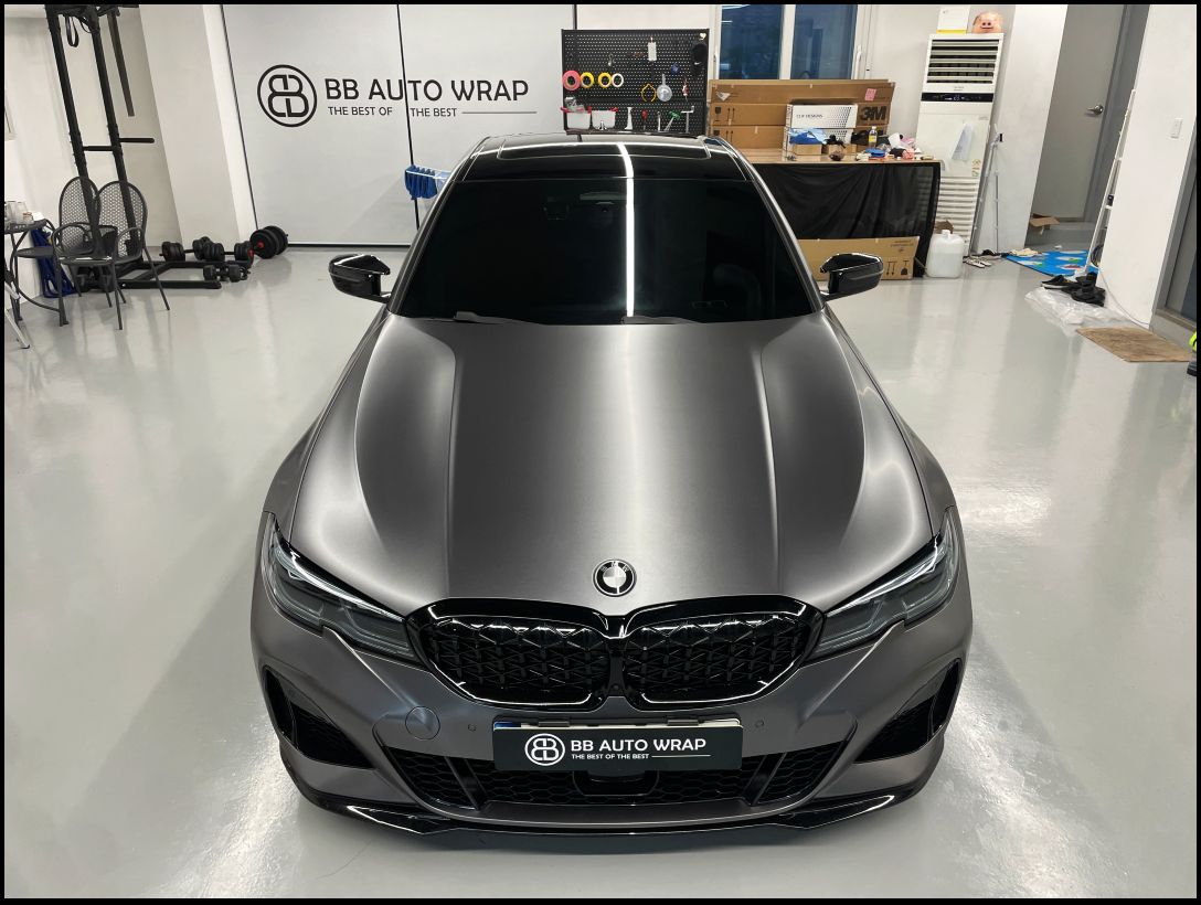 화성 향남읍 / 전체랩핑 / 사틴다크그레이 컬러 / BMW / 3시리즈 / m340i 시공 사진